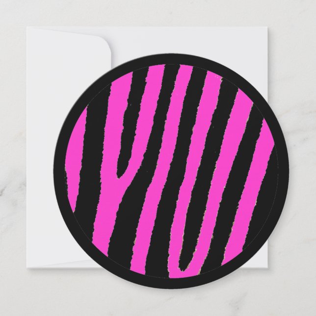 Rosa schwarze Zebra, süß 16 Party Einladungen (Vorderseite)