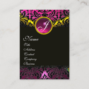ROSA SCHWARZER AMETHYST DAMAST MONOGRAMM, fuchsia  Visitenkarte