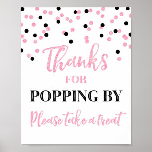 Rosa schwarzer Confetti-Dank, knallend durch Poster