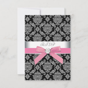 Rosa schwarzer Damast RSVP Karte