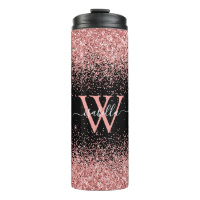 Rosa schwarzer Glitter elegantes Skript Name Monog
