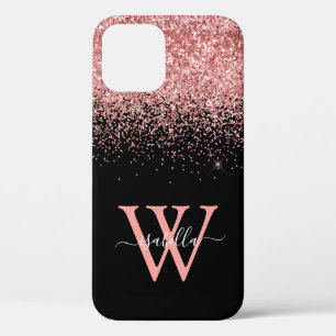 Rosa schwarzer Glitter-Schriftname Case-Mate iPhone Hülle