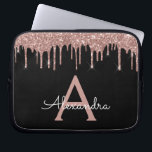 Rosa Schwarzer Glitzer-Monogramm Laptopschutzhülle<br><div class="desc">Rosa Rose Gold und schwarze Imitate Dripping Modern and Elegant Girly Glitzer and Sparkle Elegant Monogram Case. Dieser Fall kann so angepasst werden,  dass er Ihren Anfangs- und Vornamen enthält.</div>