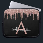Rosa Schwarzer Glitzer-Monogramm Laptopschutzhülle<br><div class="desc">Rosa Rose Gold und schwarze Imitate Dripping Modern and Elegant Girly Glitzer and Sparkle Elegant Monogram Case. Dieser Fall kann so angepasst werden,  dass er Ihren Anfangs- und Vornamen enthält.</div>