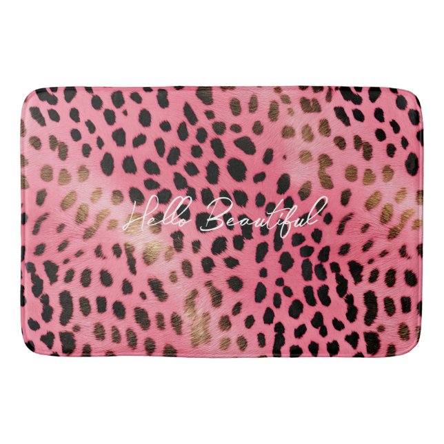 Rosa schwarzer Leopard Abstrakt Badematte (Vorderseite)