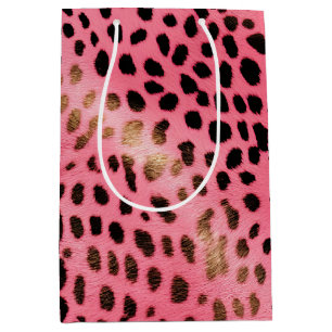 Rosa schwarzer Leopard Abstrakt Mittlere Geschenktüte
