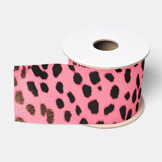 Rosa schwarzer Leopard Abstrakt Ripsband (Spule)