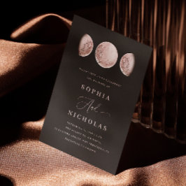 Rosa schwarzer Mond rot. Mystische Hochzeit Einladung