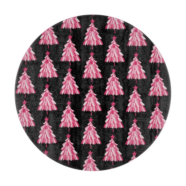 Rosa-schwarzer Weihnachtsbaum Schneidebrett (Vorderseite)