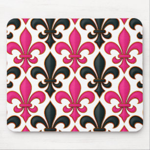 Rosa-schwarzes Barock-Lilienmuster-Design Mousepad