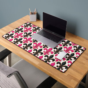 Rosa schwarzes Barock-Lilienmuster-Design  Schreibtischunterlage