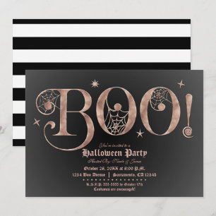 Rosa & Schwarzes BOO Elegantes Halloween-Kostüm Pa Einladung