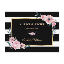 Rosa Schwarzes Brautparty Rezeptkarte