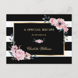 Rosa Schwarzes Brautparty Rezeptkarte Postkarte