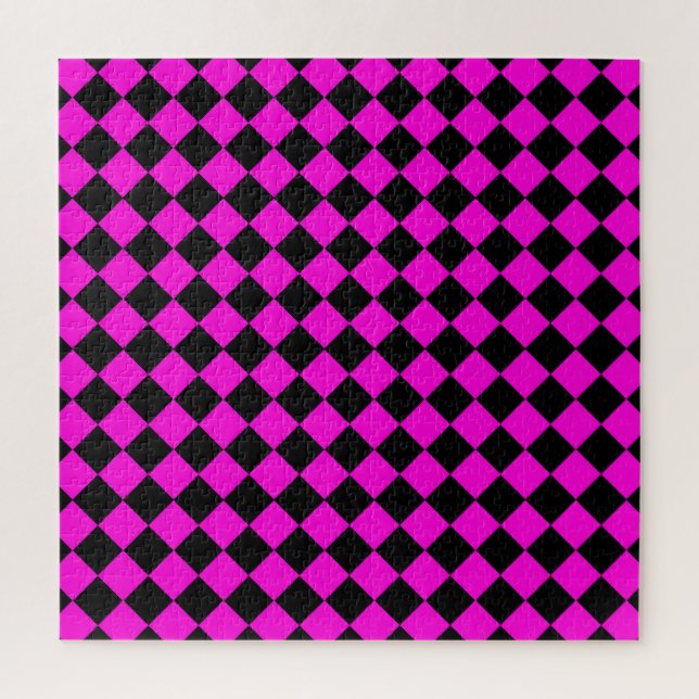 Rosa-schwarzes Diamantmuster mit Schachbrettmuster (Vertikal)
