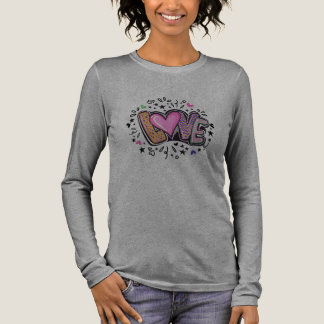 Rosa schwarzes funky modernes Liebes-Text-Kut-out- Tri-Blend Shirt