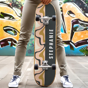 Rosa Schwarzes Gold Retro Moderne Abstrakte Marmor Skateboard