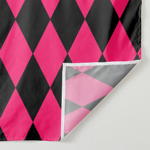 Rosa schwarzes Harlekin-Diamantenkaro-Design Stoff