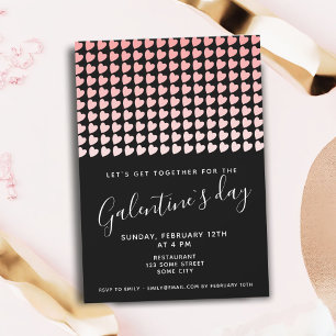 Rosa Schwarzes Herz Freunde Galentine`s Day Einladung
