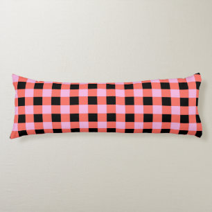Rosa schwarzes kariertes Gingham-Muster Seitenschläferkissen