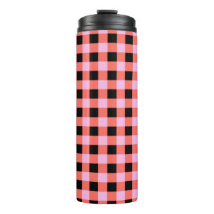 Rosa-schwarzes kariertes Gingham-Muster Thermosbecher