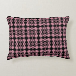 Rosa-schwarzes Karo-Argyle-Muster Dekokissen