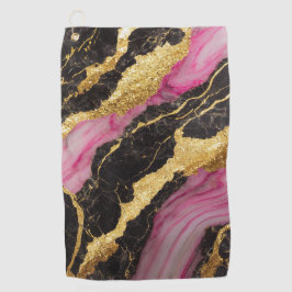 Rosa schwarzes Marmormuster mit Gold Golfhandtuch