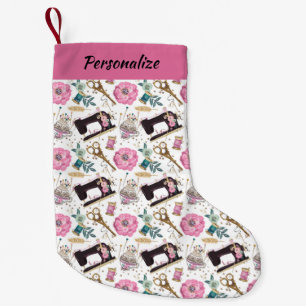 Rosa-schwarzes Nähmaschinengarn-Design Weihnachten Kleiner Weihnachtsstrumpf