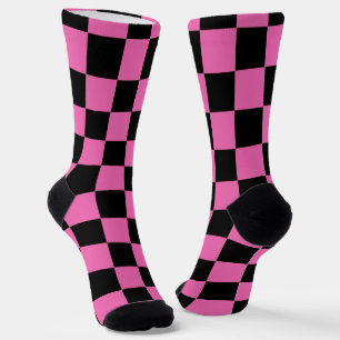Rosa-schwarzes Schachbrettmuster Socken