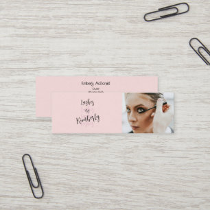 Rosa-Schwarzes-Schrift-Foto-Wimpernstudio Mini Visitenkarte