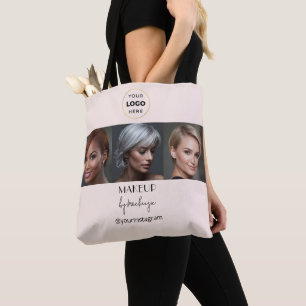 Rosa-Schwarzes-Schrift-Logo Foto-Makeup-Studio Tasche