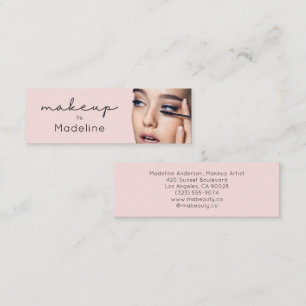 Rosa-schwarzes Schriftfoto-Make-up Mini Visitenkarte