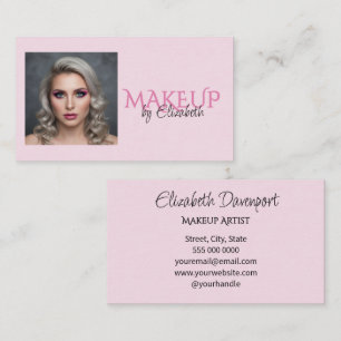 Rosa-schwarzes Schriftfoto-Make-up Visitenkarte