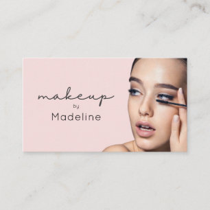 Rosa-schwarzes Schriftfoto-Make-up Visitenkarte
