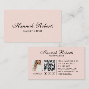 Rosa-schwarzes Schriftzug Social QR Code Haar-Make Visitenkarte