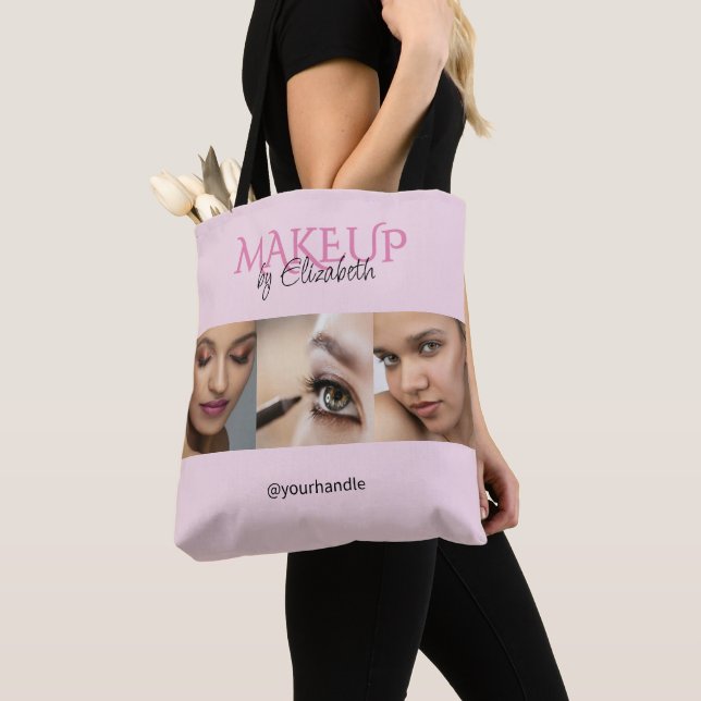 Rosa-Schwarzes-Script-Foto-Handle-Make-up Tasche (Von Nahem)