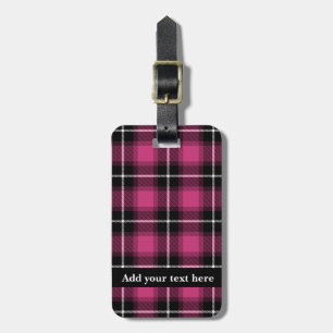 Rosa schwarzes Tartan-Karo personalisiert Gepäckanhänger