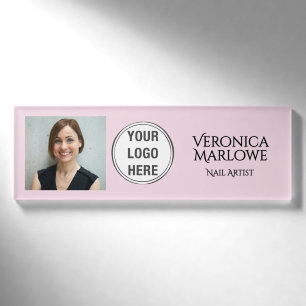 Rosa-Schwarzes-Typografie-Logo-Foto-Nagelsalon Namenschild