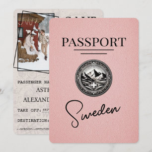 Rosa Schweden Reisepass Save The Date