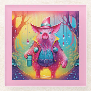 Rosa Schwein Der Cowboy Glasuntersetzer