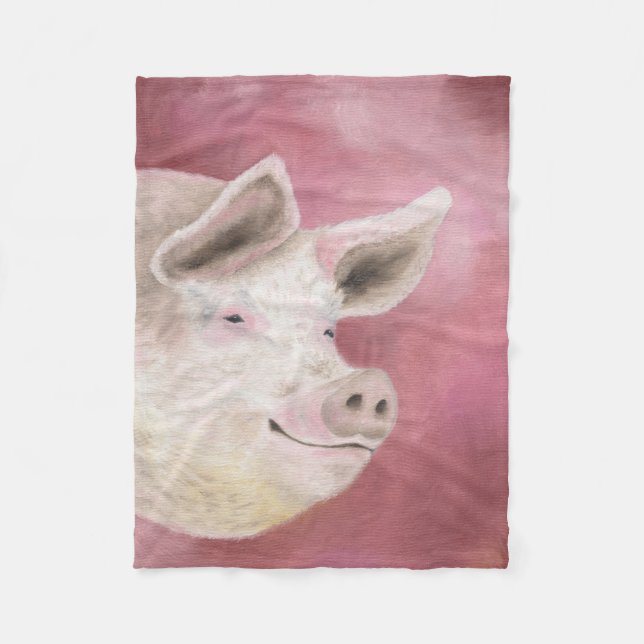 Rosa Schwein-Fleece Fleecedecke (Vorderseite)
