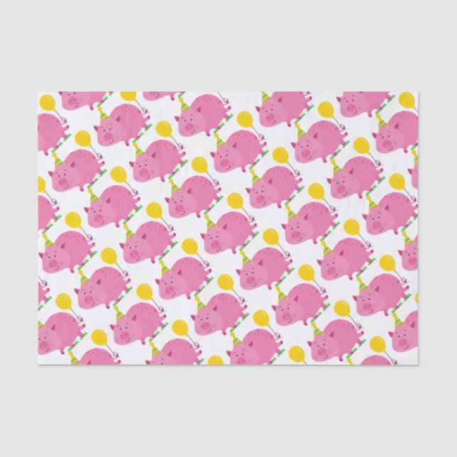 Rosa Schwein-Geburtstag Seidenpapier (Vorderseite)