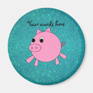 Rosa Schwein-Imitat-Türkis-Glitter Magnet