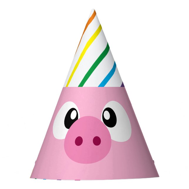 Rosa Schwein mit einem Hut aus Party, Party Partyhütchen (Vorderseite)