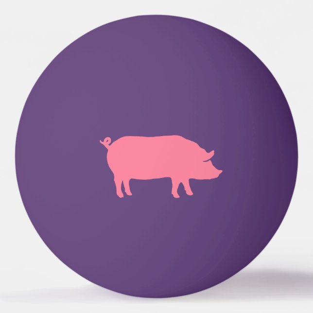 Rosa Schwein-Silhouetten Tischtennisball (Vorderseite)