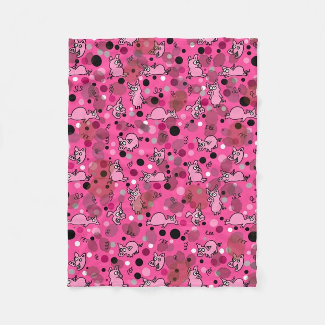 Rosa Schweinchen-Cartoon  Fleecedecke (Vorderseite)