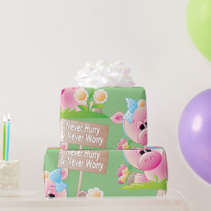 Rosa Schweinchen-Kindergarten Eile nie, sorge dich Geschenkpapier