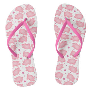 Rosa Schweine drehen Reinfälle um Flip Flops