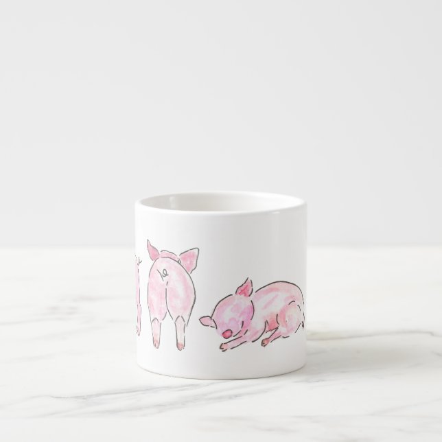 Rosa Schweine Espressotasse (Vorderseite)