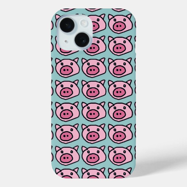 Rosa Schweine iPhone 15 Hülle (Rückseite)